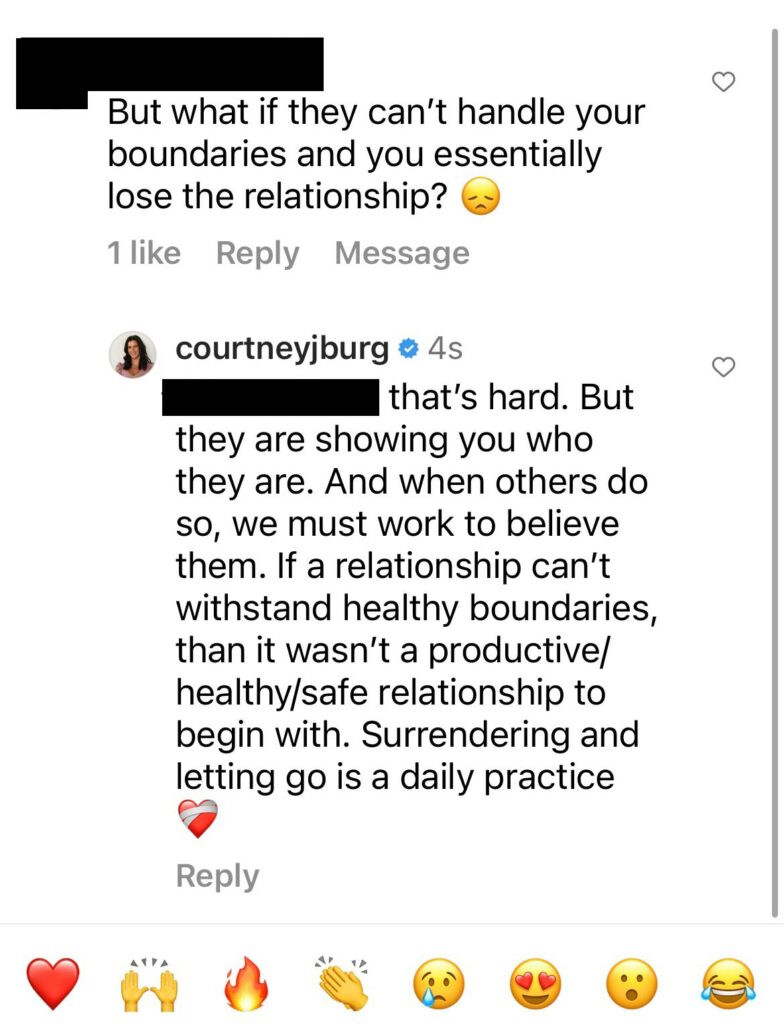 Recent comment about boundaries 